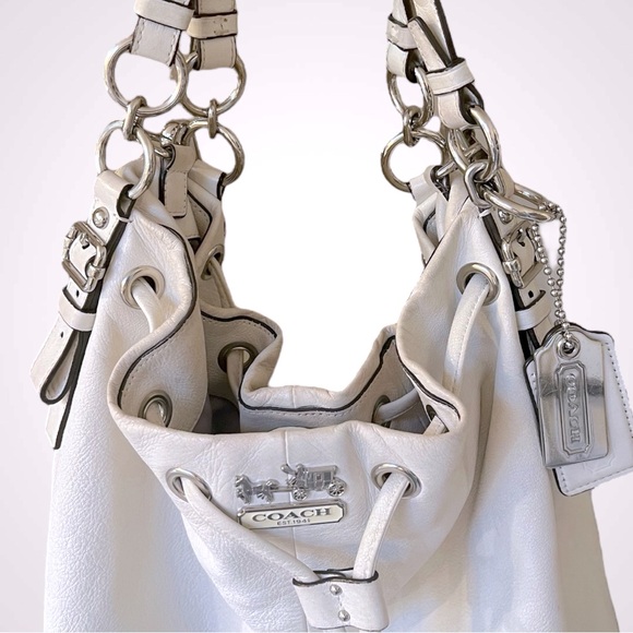 Coach XL Limited Edition Marielle Madison Drawstring Bag | White Leather | $400 - Picture 11 of 13
